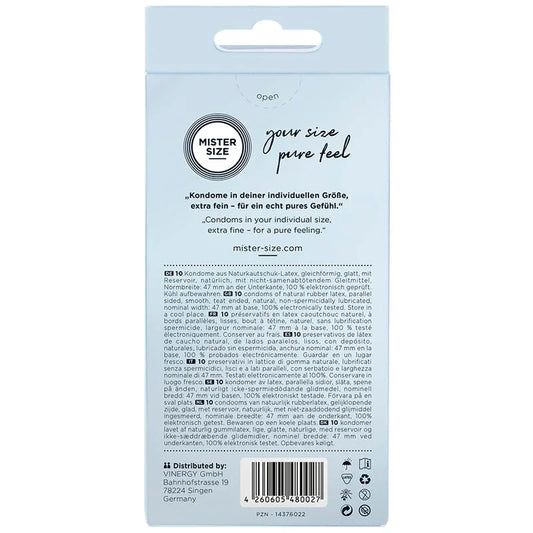 MISTER SIZE - PRESERVATIVOS TALLA XS 47 MM (10 UNIDADES) - Nuvica