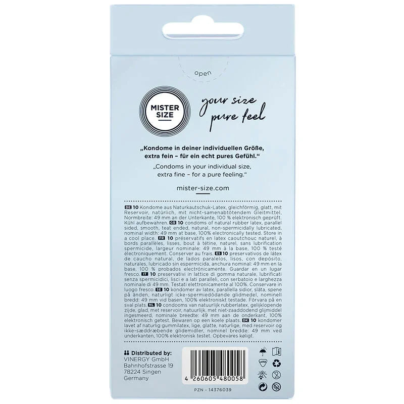 MISTER SIZE - PRESERVATIVOS TALLA S 49 MM (10 UNIDADES) - Nuvica