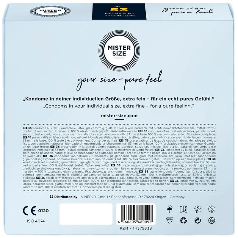 MISTER SIZE - PRESERVATIVOS TALLA M 53 MM (36 UNIDADES) - Nuvica