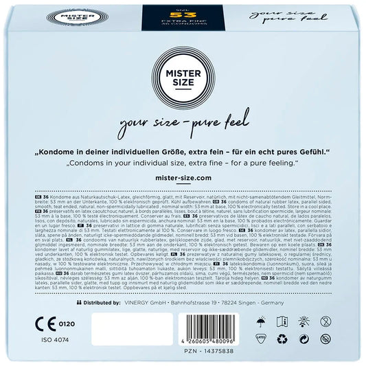 MISTER SIZE - PRESERVATIVOS TALLA M 53 MM (36 UNIDADES) - Nuvica