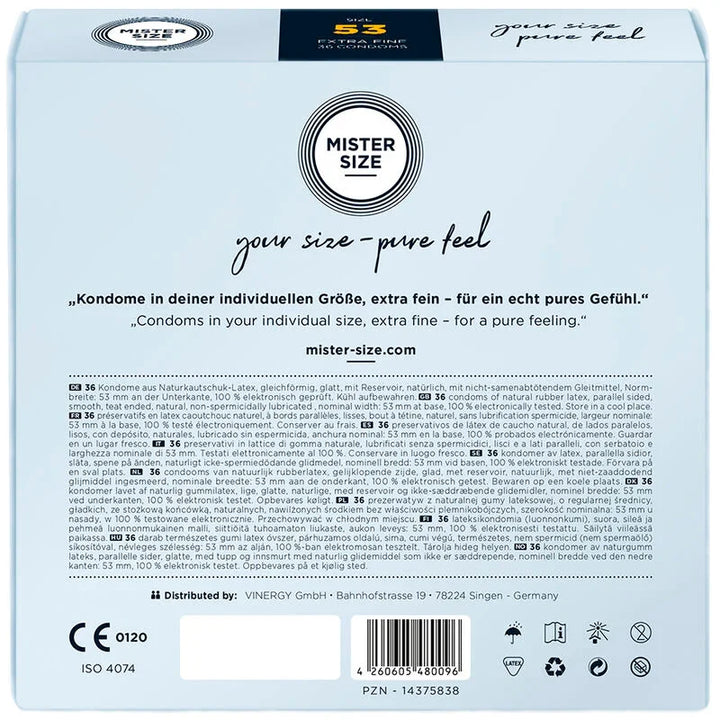 MISTER SIZE - PRESERVATIVOS TALLA M 53 MM (36 UNIDADES) - Nuvica