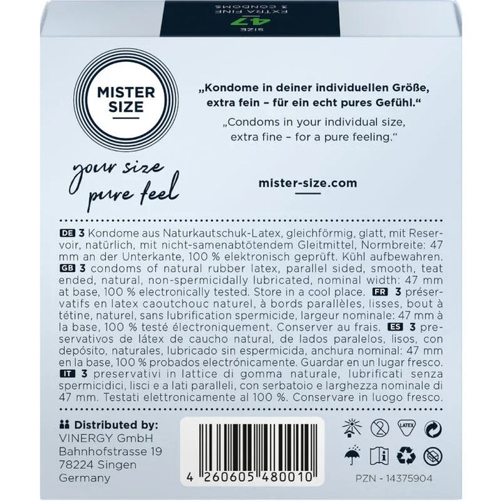 MISTER SIZE - PRESERVATIVOS TALLA XS 47 MM (3 UNIDADES) - Nuvica