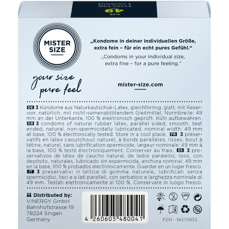 MISTER SIZE - PRESERVATIVOS TALLA S 49 MM (3 UNIDADES) - Nuvica