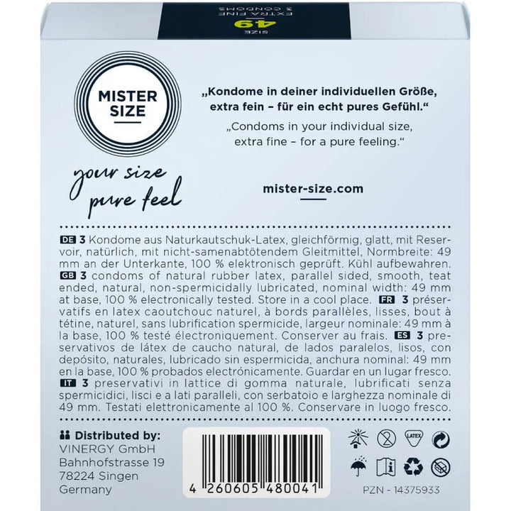 MISTER SIZE - PRESERVATIVOS TALLA S 49 MM (3 UNIDADES) - Nuvica