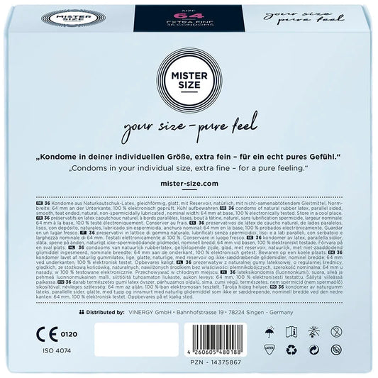 MISTER SIZE - PRESERVATIVOS TALLA XXL 64 MM (36 UNIDADES) - Nuvica