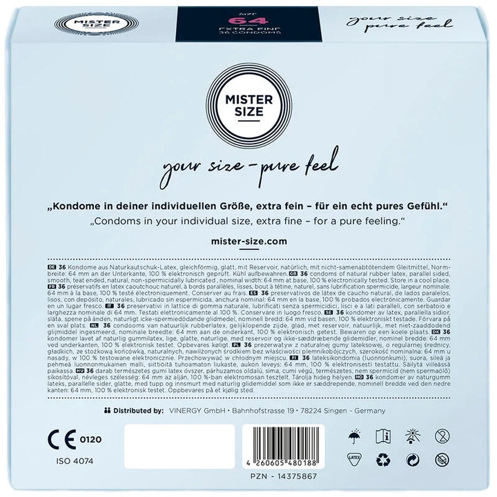 MISTER SIZE - PRESERVATIVOS TALLA XXL 64 MM (36 UNIDADES) - Nuvica