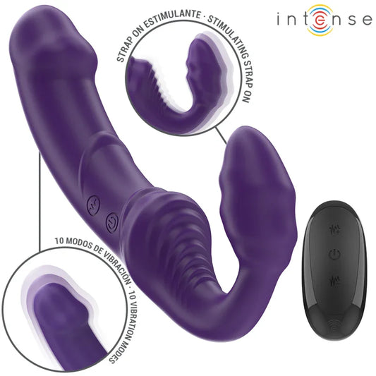 INTENSE - JILL VIBRADOR DOBLE 20 CM VIOLETA CONTROL REMOTO - Nuvica
