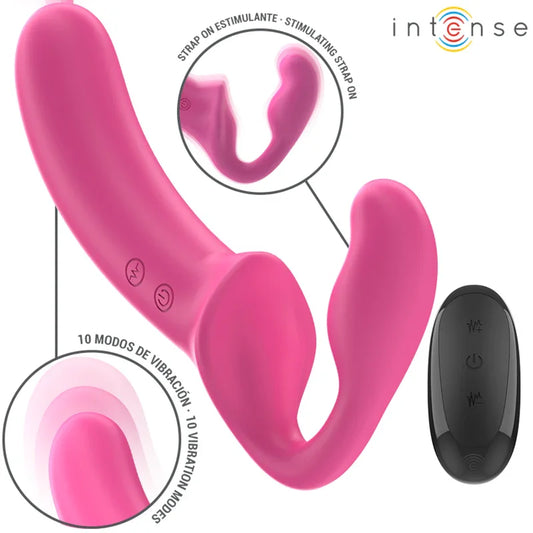 INTENSE - AMY VIBRADOR DOBLE 20 CM ROSA CONTROL REMOTO - Nuvica