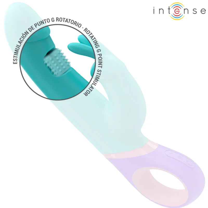 INTENSE - MÓNICA VIBRADOR RABBIT CON ESTIMULADOR ROTATORIO DEL PUNTO G AZUL - Nuvica