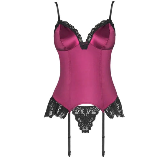 LIVCO CORSETTI FASHION - AGRAFENA CF 90436 CORSET + TANGA BURDEOS S/M - Nuvica