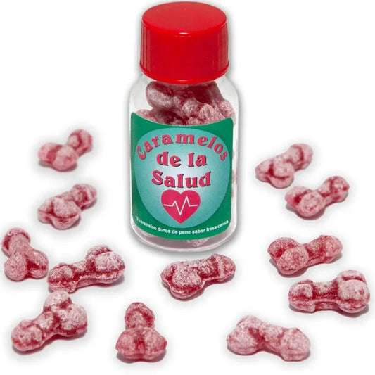 DIABLO PICANTE - 12 CARAMELOS DE LA SALUD FORMA PENE FRESA/CEREZA - Nuvica