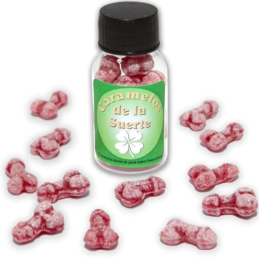 DIABLO PICANTE - 12 CARAMELOS DE LA SUERTE FORMA PENE FRESA/CEREZA - Nuvica