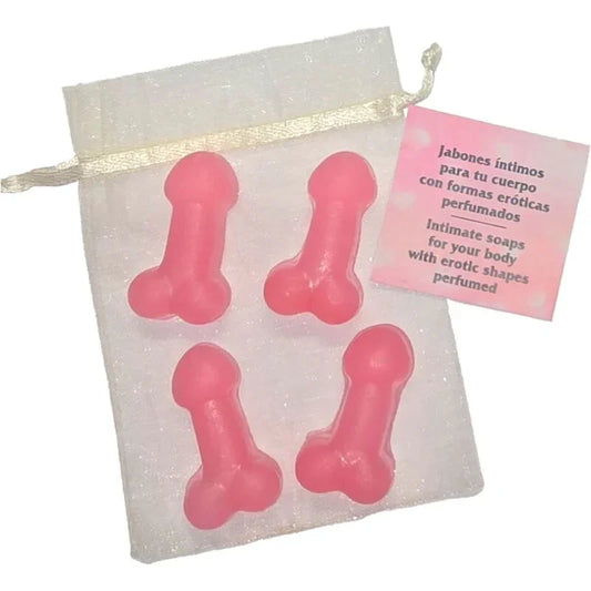 DIABLO PICANTE - 4 MINI JABONES PERFUMADOS FORMA PENE ROSA - Nuvica