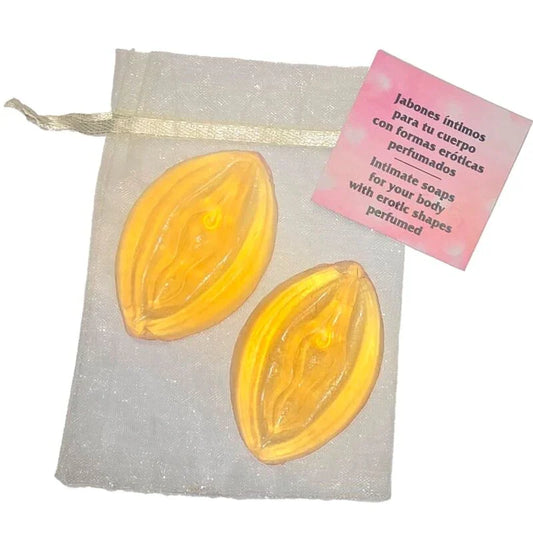 DIABLO PICANTE - 2 JABONES PERFUMADOS FORMA VAGINA AMARILLO - Nuvica