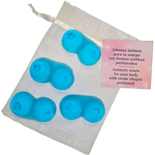 DIABLO PICANTE - 4 MINI JABONES PERFUMADOS FORMA PECHOS AZUL - Nuvica