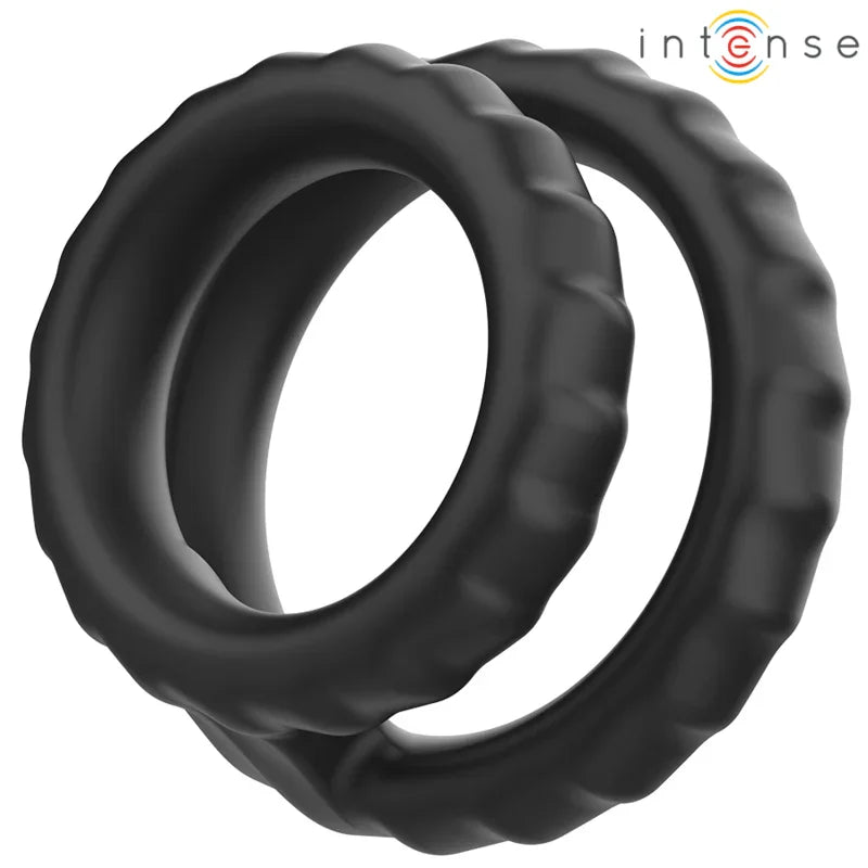 INTENSE - DEWEY ANILLO DOBLE PARA PENE SILICONA NEGRO MODELO 2 - Nuvica