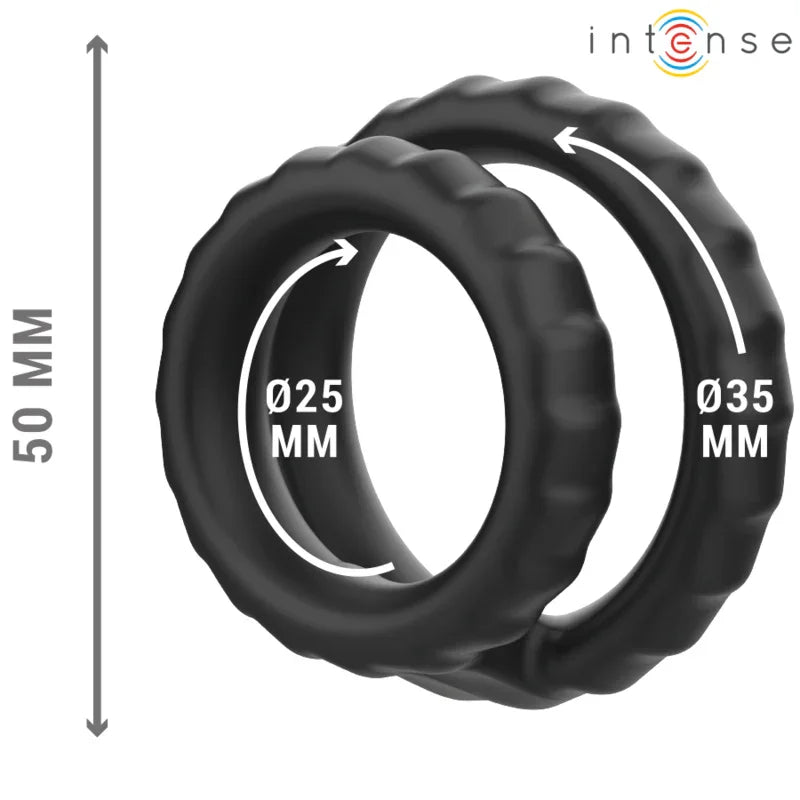 INTENSE - DEWEY ANILLO DOBLE PARA PENE SILICONA NEGRO MODELO 2 - Nuvica