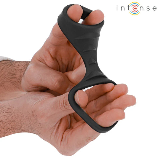 INTENSE - THEO ANILLO DOBLE PARA PENE SILICONA NEGRO MODELO 3 - Nuvica