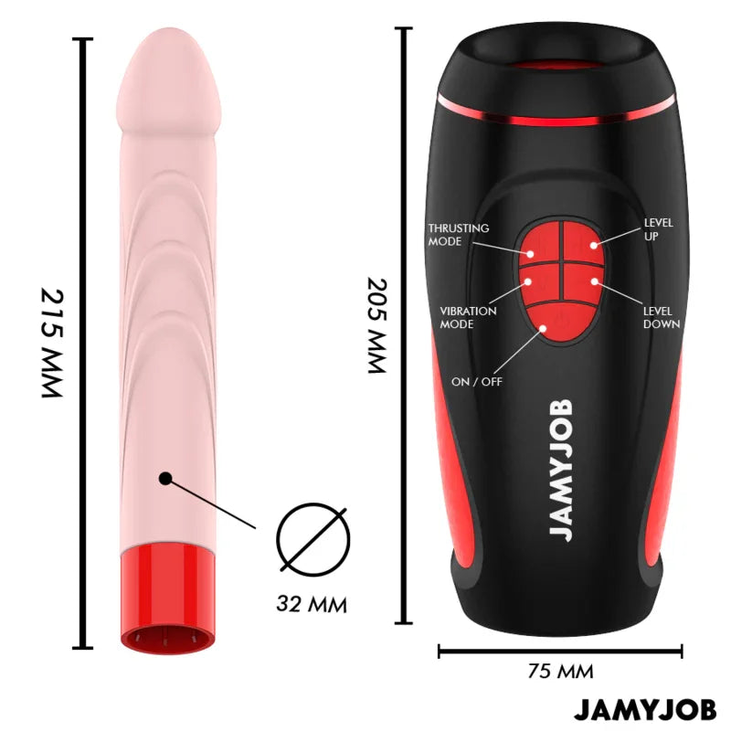 JAMYJOB - PYSTON BASE MASTURBADOR AUTOMÁTICO CON DILDO CONTROL REMOTO - Nuvica