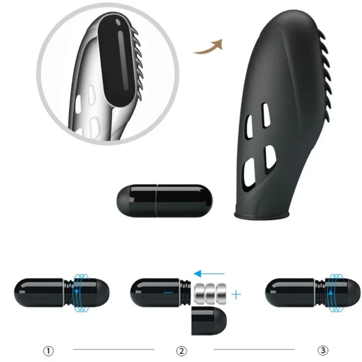 PRETTY LOVE - GILO VIBRADOR DE DEDO SILICONA NEGRO - Nuvica