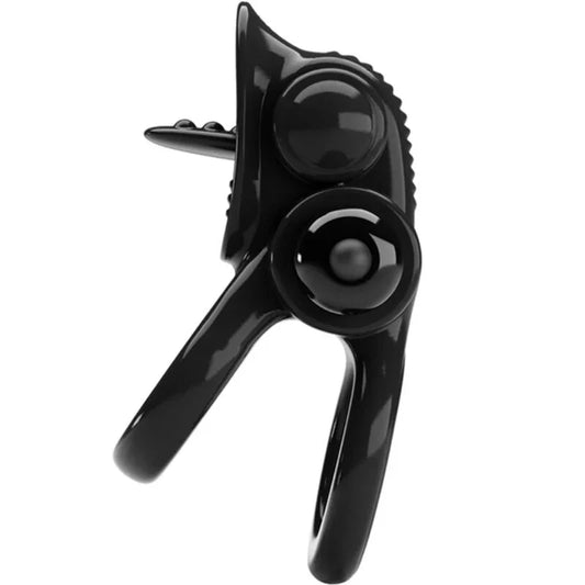 PRETTY LOVE - PASSIONATE RING DOBLE ANILLO VIBRADOR + ESTIMULADOR CLÍTORIS NEGRO - Nuvica