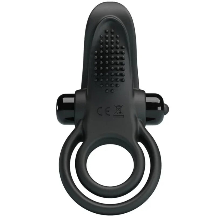 PRETTY LOVE - DOBLE ANILLO VIBRADOR + ESTIMULADOR CLÍTORIS 10 VIBRACIONES NEGRO - Nuvica