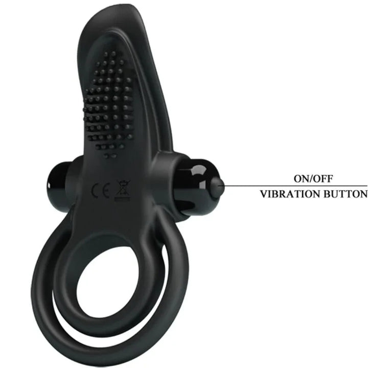 PRETTY LOVE - DOBLE ANILLO VIBRADOR + ESTIMULADOR CLÍTORIS 10 VIBRACIONES NEGRO - Nuvica
