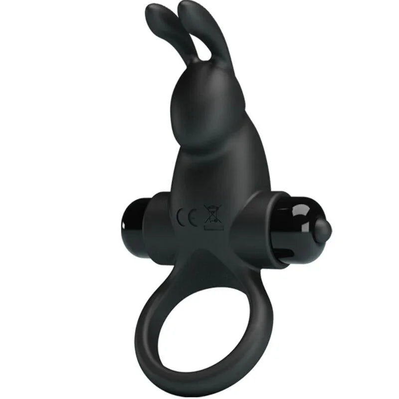 PRETTY LOVE - ANILLO VIBRADOR + ESTIMULADOR RABBIT CLÍTORIS 10 VIBRACIONES NEGRO - Nuvica