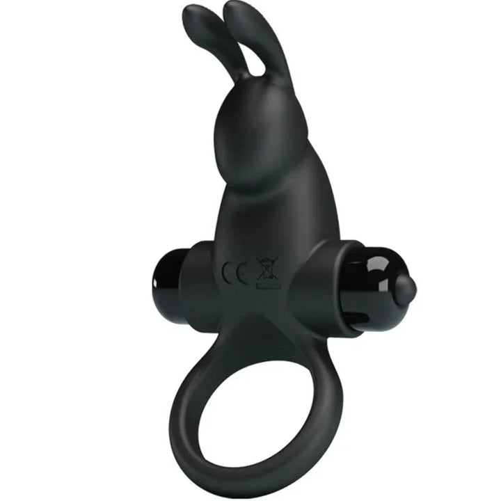 PRETTY LOVE - ANILLO VIBRADOR + ESTIMULADOR RABBIT CLÍTORIS 10 VIBRACIONES NEGRO - Nuvica