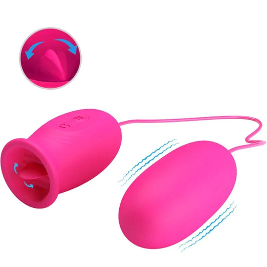 PRETTY LOVE - DAISY HUEVO VIBRADOR + LENGUA ESTIMULADORA DE CLÍTORIS ROSA - Nuvica