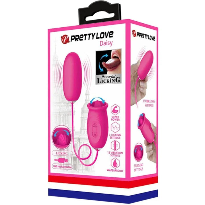 PRETTY LOVE - DAISY HUEVO VIBRADOR + LENGUA ESTIMULADORA DE CLÍTORIS ROSA - Nuvica