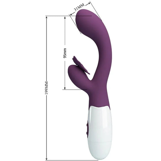 PRETTY LOVE - BUTTERFLY KISS VIBRADOR RABBIT & ESTIMULADOR PUNTO G MORADO - Nuvica