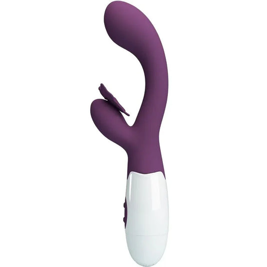 PRETTY LOVE - BUTTERFLY KISS VIBRADOR RABBIT & ESTIMULADOR PUNTO G MORADO - Nuvica