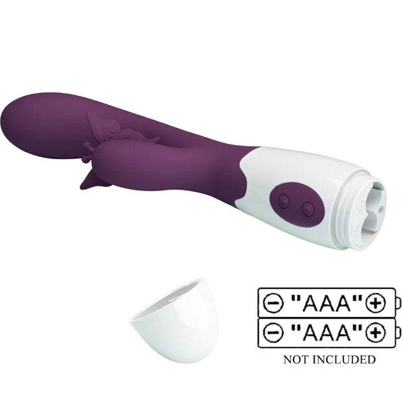 PRETTY LOVE - BUTTERFLY KISS VIBRADOR RABBIT & ESTIMULADOR PUNTO G MORADO - Nuvica