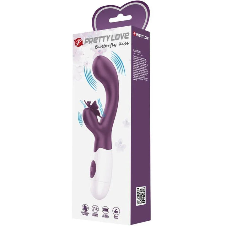 PRETTY LOVE - BUTTERFLY KISS VIBRADOR RABBIT & ESTIMULADOR PUNTO G MORADO - Nuvica
