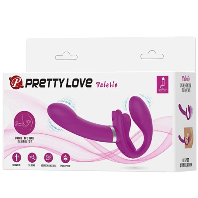 PRETTY LOVE - VALERIE VIBRADOR DOBLE STRAP-ON 12 VIBRACIONES MORADO - Nuvica