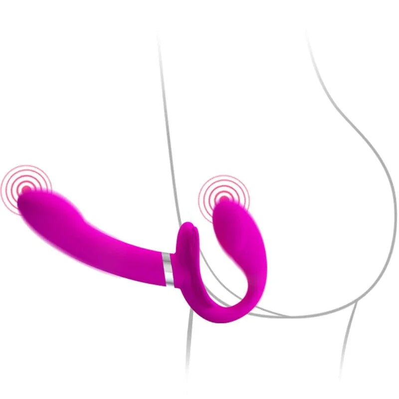 PRETTY LOVE - VALERIE VIBRADOR DOBLE STRAP-ON 12 VIBRACIONES MORADO - Nuvica