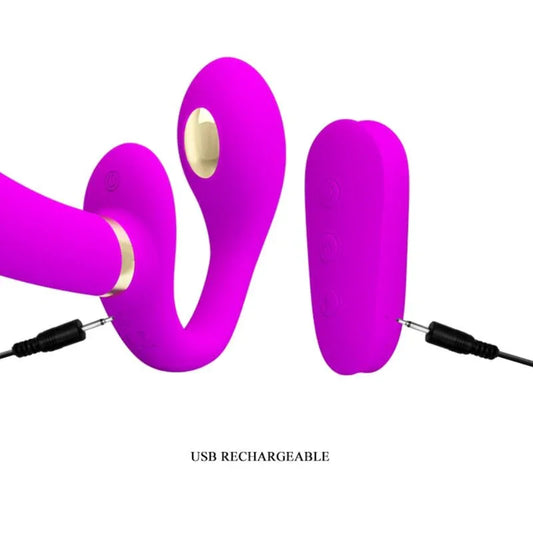 PRETTY LOVE - THUNDERBIRD VIBRADOR DOBLE STRAP-ON CONTROL REMOTO MORADO - Nuvica