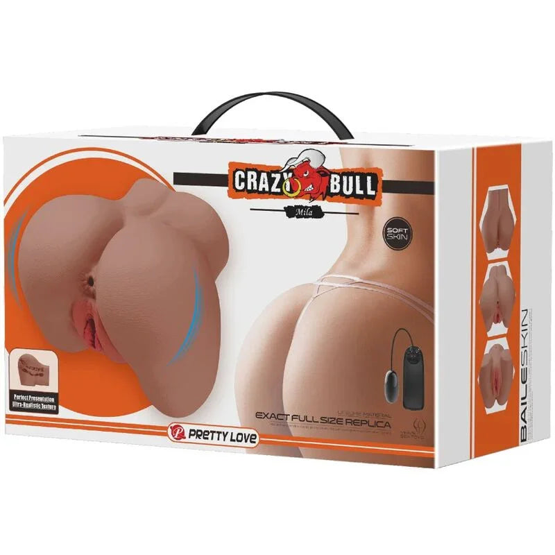 CRAZY BULL - MILA TRASERO VIBRADOR CON VAGINA Y ANO REALÍSTICO NATURAL CONTROL REMOTO - Nuvica