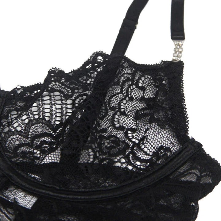 SUBBLIME - 954185 BABYDOLL DE ENCAJE CON TIRANTES AJUSTABLES NEGRO S/M - Nuvica