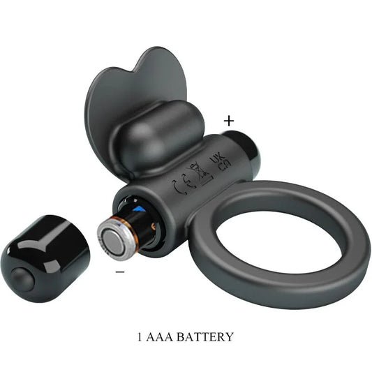 PRETTY LOVE - DEBONAIRE ANILLO VIBRADOR CONEJO 10 VIBRACIONES NEGRO - Nuvica