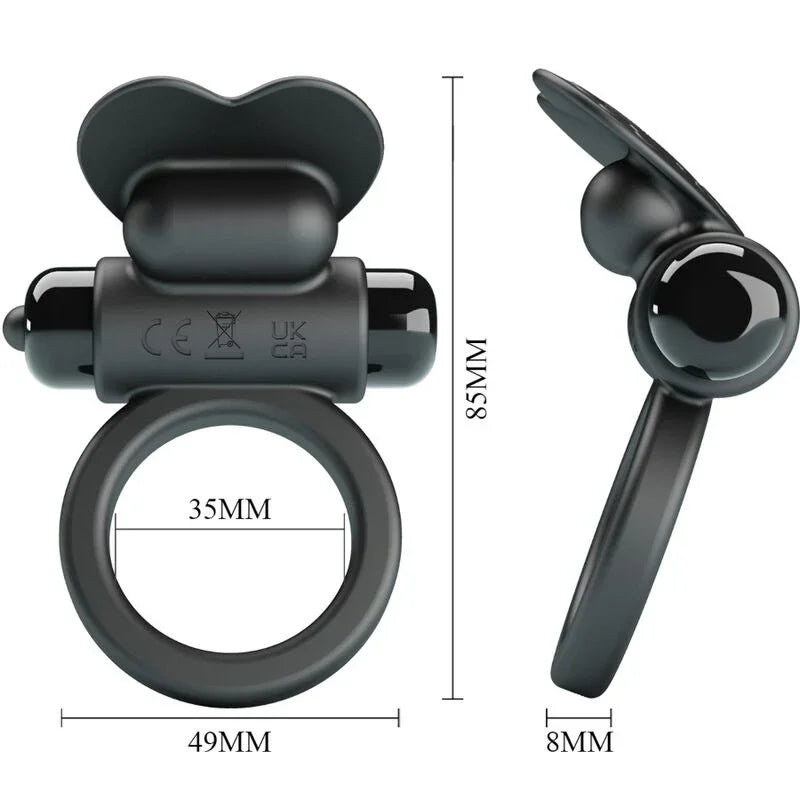 PRETTY LOVE - DEBONAIRE ANILLO VIBRADOR CONEJO 10 VIBRACIONES NEGRO - Nuvica