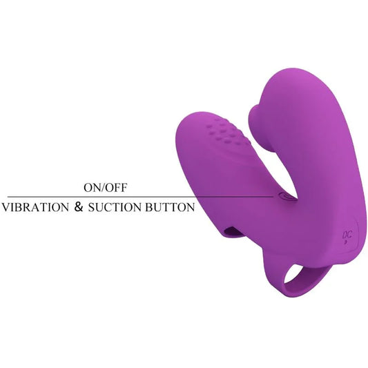 PRETTY LOVE - ATHENA VIBRADOR DE DEDO CON ESTIMULADOR CLÍTORIS MORADO - Nuvica
