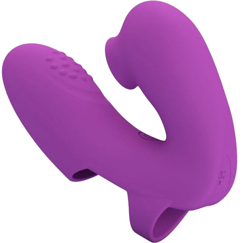 PRETTY LOVE - ATHENA VIBRADOR DE DEDO CON ESTIMULADOR CLÍTORIS MORADO - Nuvica