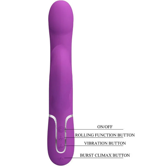 PRETTY LOVE - VIBRADOR & ESTIMULADOR MULTIFUNCIÓN 4 EN 1 MORADO - Nuvica