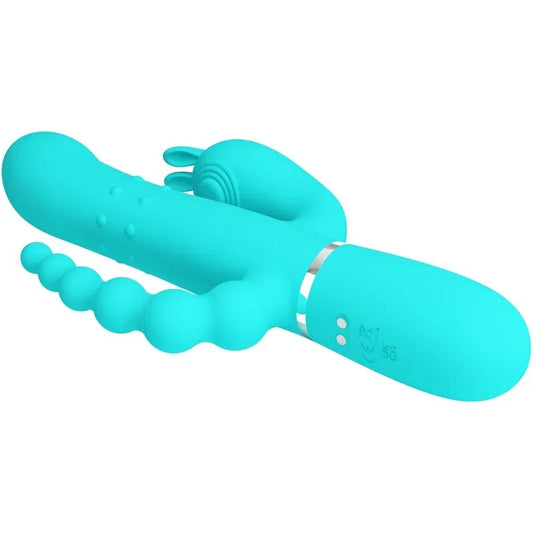 PRETTY LOVE - CAMMY TRIPLE VIBRADOR RABBIT MULTIFUNCIÓN 4 EN 1 AZUL - Nuvica