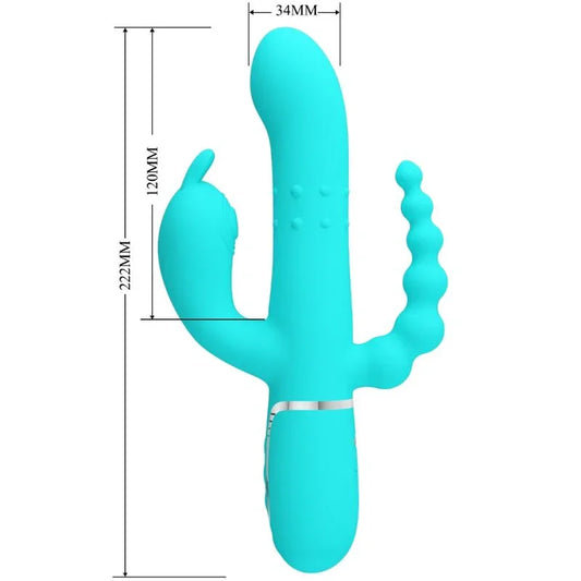 PRETTY LOVE - CAMMY TRIPLE VIBRADOR RABBIT MULTIFUNCIÓN 4 EN 1 AZUL - Nuvica
