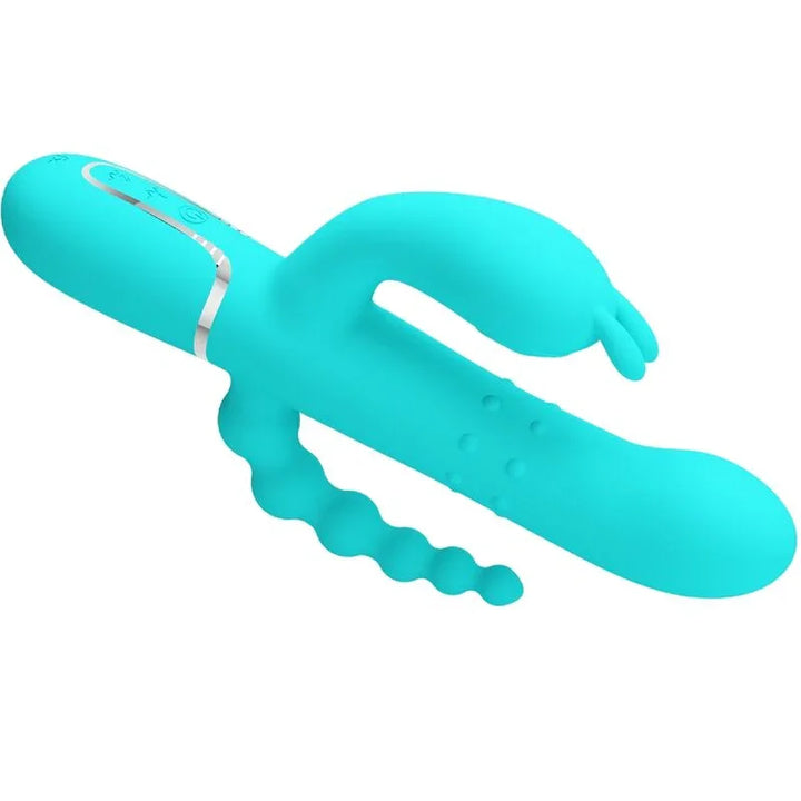 PRETTY LOVE - CAMMY TRIPLE VIBRADOR RABBIT MULTIFUNCIÓN 4 EN 1 AZUL - Nuvica