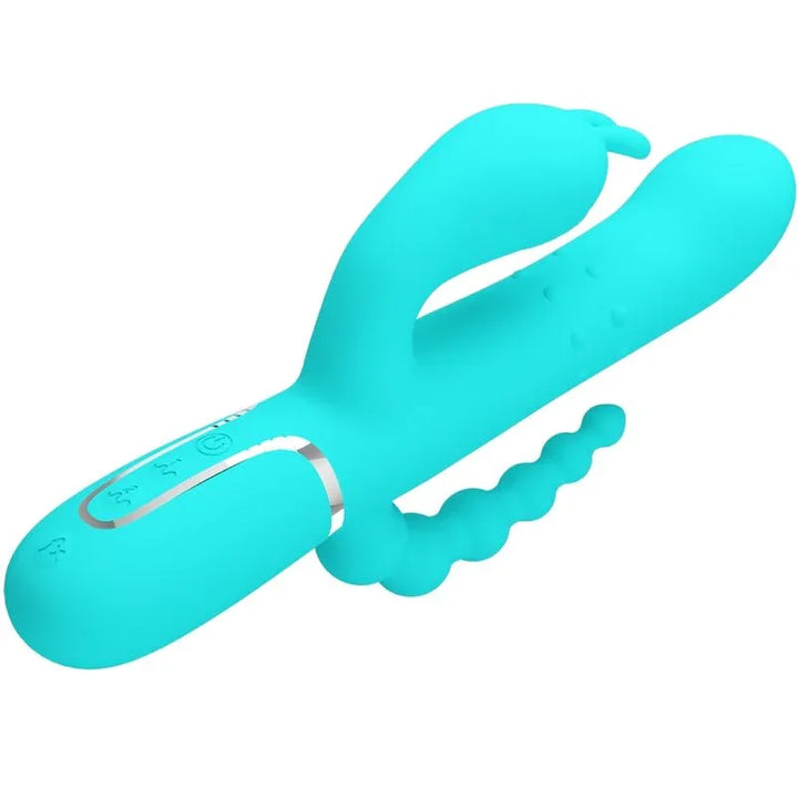 PRETTY LOVE - CAMMY TRIPLE VIBRADOR RABBIT MULTIFUNCIÓN 4 EN 1 AZUL - Nuvica
