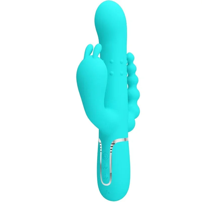 PRETTY LOVE - CAMMY TRIPLE VIBRADOR RABBIT MULTIFUNCIÓN 4 EN 1 AZUL - Nuvica